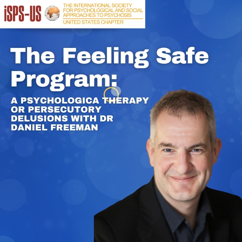 Product Description: Welcome to the ISPS-US webinar recordings store!At ISPS-US, we're dedicated to promoting psychological and social approaches to psychosis, transforming the mental health system. As a member, you gain exclusive benefits, including free access to all our webinars. Join our community of like-minded individuals bybecoming a memberand support our mission. Membership starts at just $6.67 per month and includes free access to our webinar store (log-in to see the discount.)</br></br>Not a member?Explore our insightful webinars with three-tiered pricing options. Your $10 purchase not only grants you valuable knowledge but also contributes to driving positive change in mental health care. Choose the $20 option to pay it forward, providing free access to low-income individuals. We do not turn away anyone for lack of funds, email contact@isps-us.org for access. Your contributions enable us to provide educational resources and foster a compassionate and transformative mental health system. Join us on this transformative journey!</br></br>Preview this webinar on YouTube</br></br>WEBINAR DESCRIPTION</br></br>This therapy provides new hope for people with persecutory delusions: research shows it to be several times more effective than conventional CBT. This approach was developed in collaboration with people with lived experience of the problem.</br></br>ABOUT THE PRESENTER</br>Daniel Freeman is a Professor of Clinical Psychology and NIHR Senior Investigator at the University of Oxford and a consultant clinical psychologist in Oxford Health NHS Foundation Trust. Professor Freeman’s research has focussed on using psychological theory to develop more powerful psychological treatments. He has also been pioneering the development of automated virtual reality treatments for mental health conditions. He is the recipient of the 2020 British Psychological Society Presidents' Award for Distinguished Contributions to Psychological Knowledge. He presented the BBC Radio 4 series ‘A History of Delusions’.</br> The Feeling Safe Program