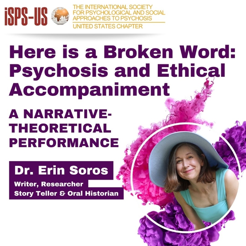 Product Description: Welcome to the ISPS-US webinar recordings store!At ISPS-US, we're dedicated to promoting psychological and social approaches to psychosis, transforming the mental health system. As a member, you gain exclusive benefits, including free access to all our webinars. Join our community of like-minded individuals bybecoming a memberand support our mission. Membership starts at just $6.67 per month and includes free access to our webinar store (log-in to see the discount.)</br></br>Not a member?Explore our insightful webinars with three-tiered pricing options. Your $10 purchase not only grants you valuable knowledge but also contributes to driving positive change in mental health care. Choose the $20 option to pay it forward, providing free access to low-income individuals. We do not turn away anyone for lack of funds, email contact@isps-us.org for access. Your contributions enable us to provide educational resources and foster a compassionate and transformative mental health system. Join us on this transformative journey!</br></br>Preview this webinar on YouTube</br></br>WEBINAR DESCRIPTION</br></br>We speak of “triggers”—those stressors that lead to psychotic symptom, but what of the potential triggers that lead in the other direction, toward connection, repair, a shared experience with another? When someone is in a psychotic state, how might we speak to them in a way that will provide a kind of holding? And perhaps more importantly: how can we listen? My talk addresses my experience of being heard by a friend over a series of days when I was experiencing hallucinations and delusions. I explore how my friend’s intricate listening enabled me to wake up from my symptoms and begin grappling with the complex grief that inspired them. I narrate psychosis not simply as a pathology but also as a way of communicating what cannot otherwise be expressed. In particular, I examine psychotic language as a response to ethical abandonment—those moments when we confront atrocity but are made to feel alone in our witnessing—and how delusions and hallucinations can themselves become a form of testimony. Psychosis here both requires and provides a form of ethical accompaniment. When we listen intently to what a psychotic person is trying to tell us, helping them encounter what is too frightening to bear alone, we might find ourselves rooted too in our own pain and fear and longing. Mad speech is cry and gift.</br></br>ABOUT THE PRESENTER</br></br>A mad settler living in Vancouver, Dr. Erin Soros writes fiction, nonfiction, poetry and theory. She was a postdoctoral fellow at Cornell University and a visiting writer at Cambridge. She researches psychosis and the psychiatric and police response to it. Recent articles have appeared in Topia and Sociologica. Her poetry received The Malahat Review Long Poem Prize, inclusion in Best Canadian Poetry, silver at the National Magazine Awards and was a finalist for the CBC Literary Award. Her lyric essay “Cord” received gold at the National Magazine Awards for “One of a Kind Storytelling.” Her fiction received the CBC Literary Award and the Commonwealth Award for the Short Story.</br> Here is a Broken Word: Ethical Accompaniment